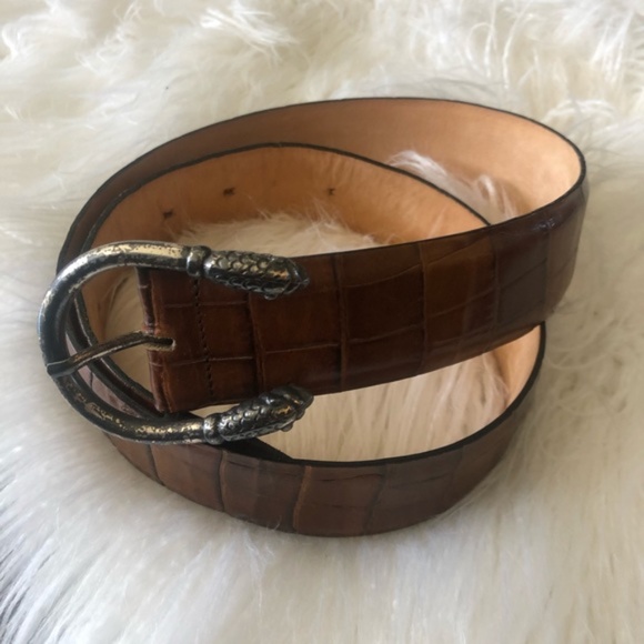 Genuine Brown leather belt.  Size M, belt. 1 1/2" wide, 38” total lengt - Picture 1 of 4